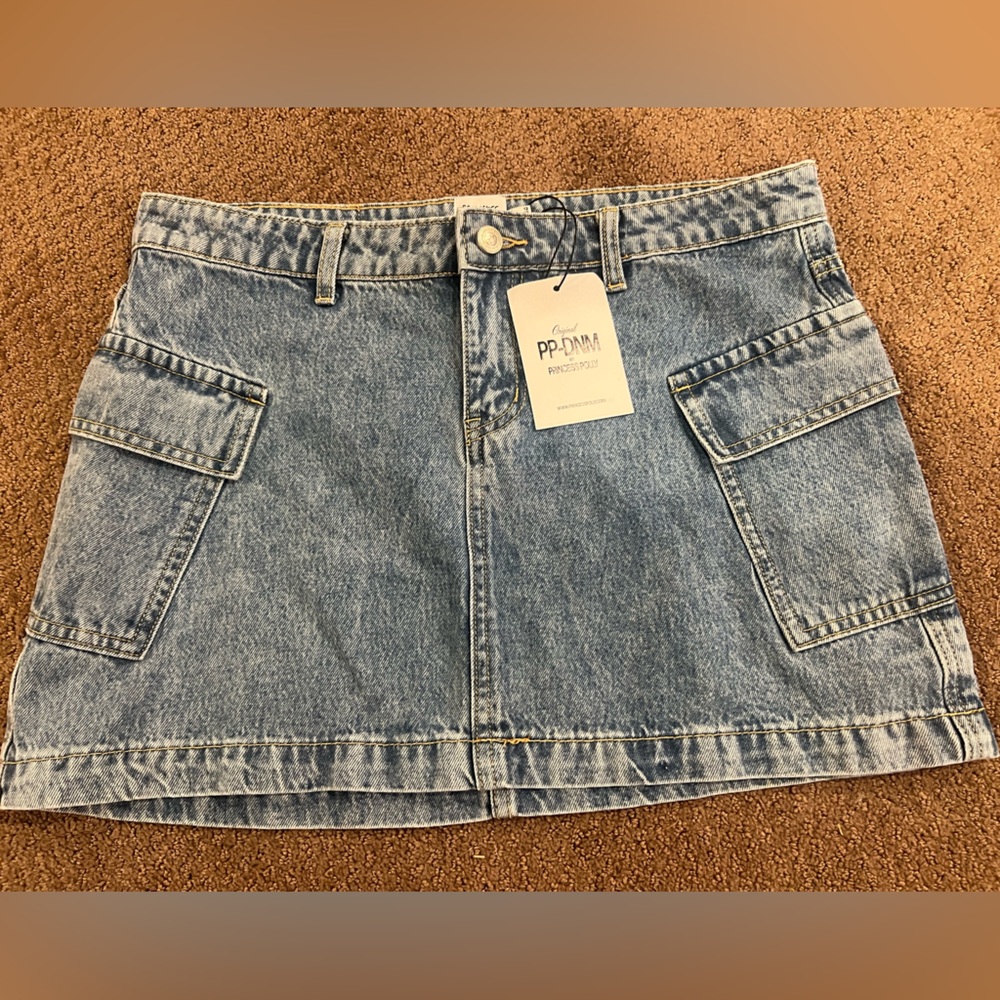 NWT Princess Polly Denim Mini Skirt with Pockets size 8